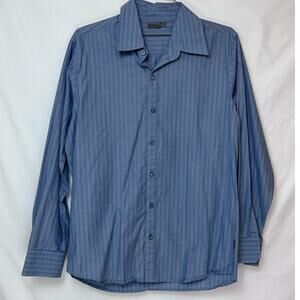 Kathmandu Men's Blue Striped Long Sleeve Dressy Preppy Shirt - Size M